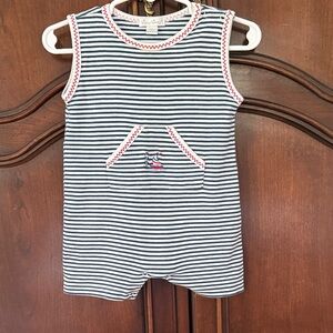 KISSY KISSY Nautical Striped Romper 9M Navy White Sailboat Baby Classic